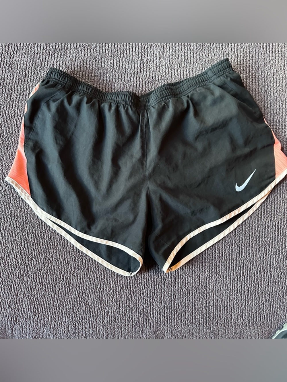 Nike Black Shorts with Coral Side Panels and White Trim